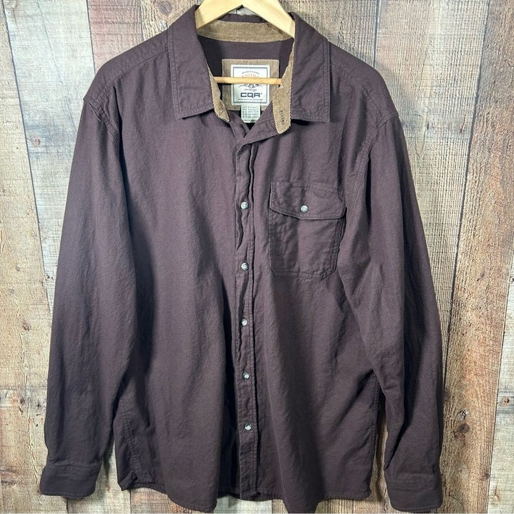 CQR XL Tall Original Cotton Flannel Shirt Brown Work Gorpcore Mens